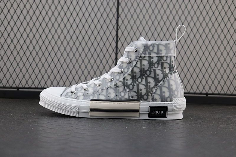 디올 B23 하이 디올 오블리크 캔버스 화이트 & 블랙