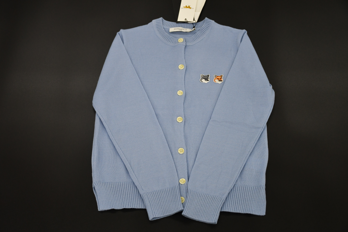 (W) 메종 키츠네 더블 폭스 헤드 패치 라운드넥 가디건