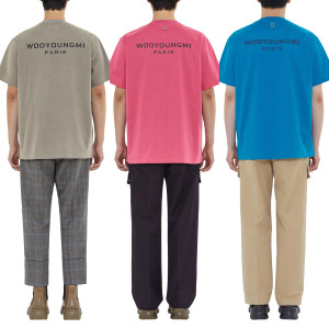 우영미 코튼 백로고 티셔츠(그레이,핑크,블루)