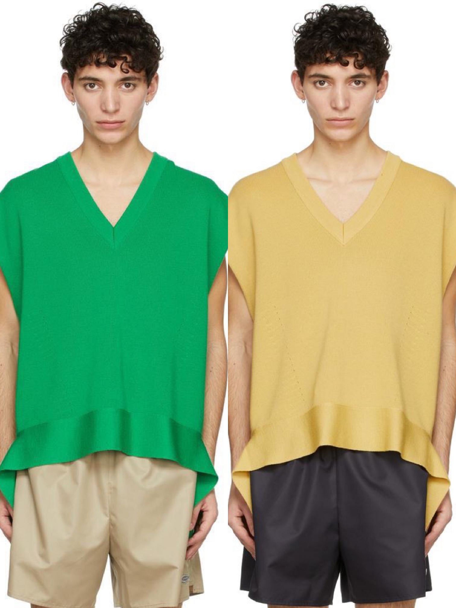 우영미 니트 베스트(그린,옐로우)